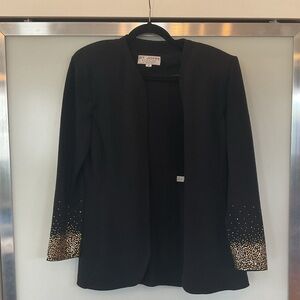 St. John Black Jacket with Gold Beaded Accents Size 8